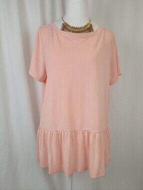Banana Republic Pink Modal Blend Drop Waist Flounce Tee Dress Tunic Size L NWOT